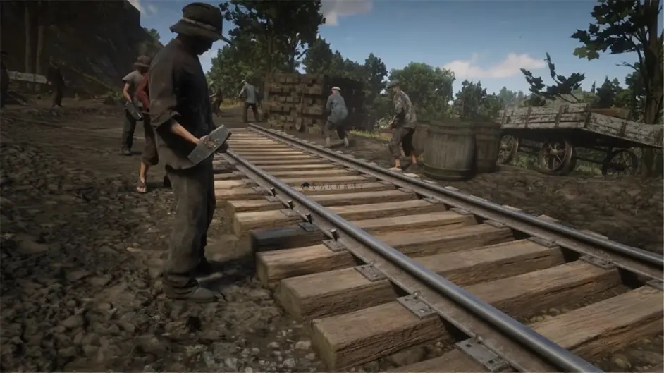 《荒野大镖客2》的游戏细节怎么样?工人npc真的在修铁路引起热议